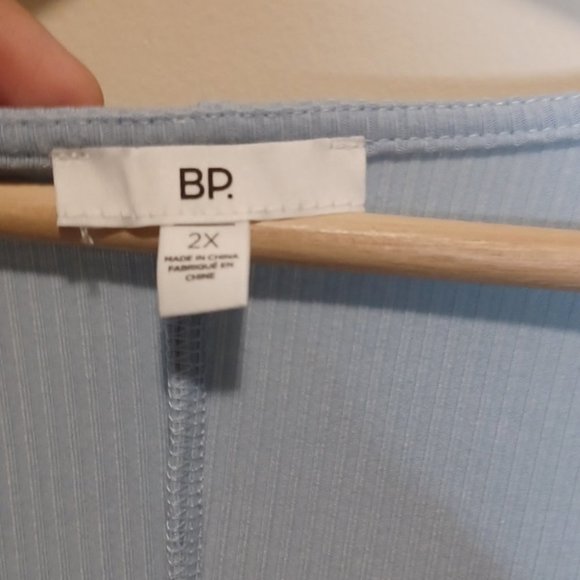 BP. Blue Tie Front Lettuce Edge  Rib Dress - Picture 6 of 8